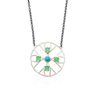 sym pendant in chrysoprase and sleeping beauty turquoise