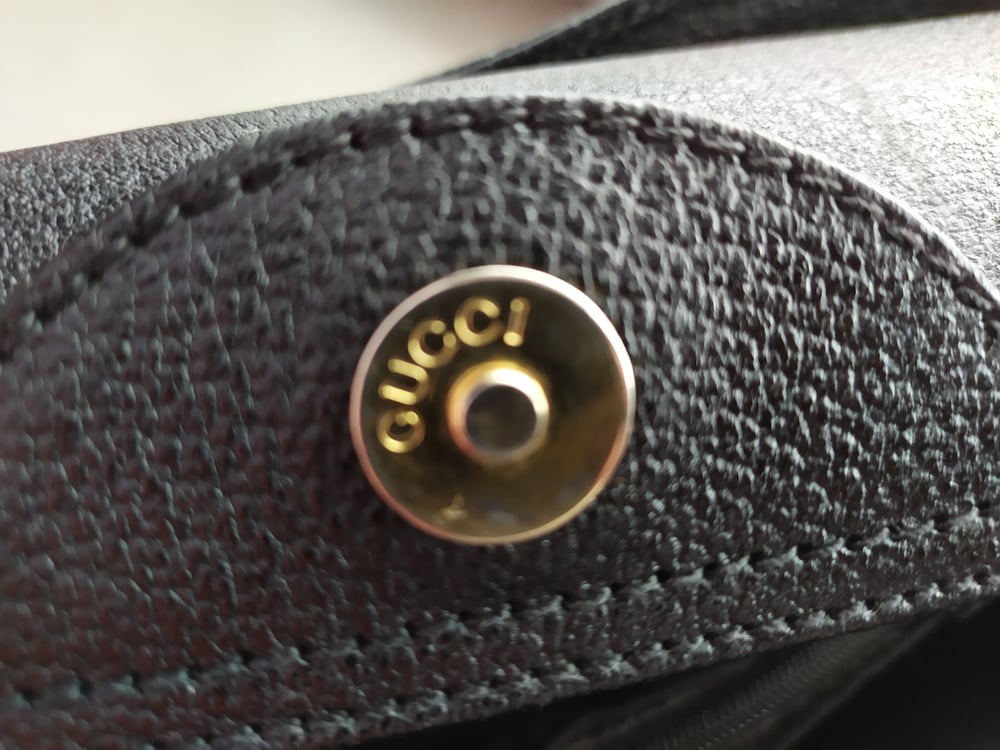 Image of Vintage Gucci black leather bamboo tote bag