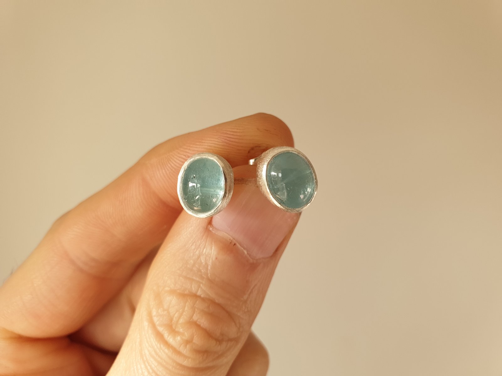 aquamarine cabochon earrings