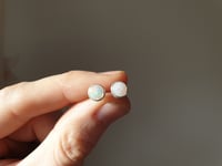 Image 1 of 6mm solid white opal studs
