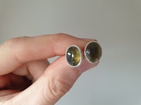 Image 1 of Green tourmaline studs set in sterling silver