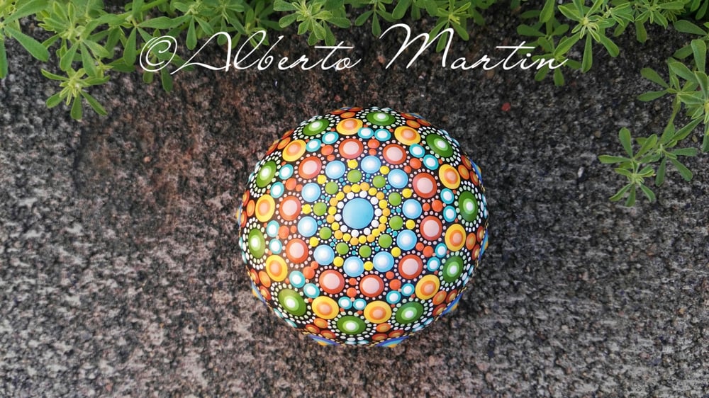 Image of New Mandala painted stone.