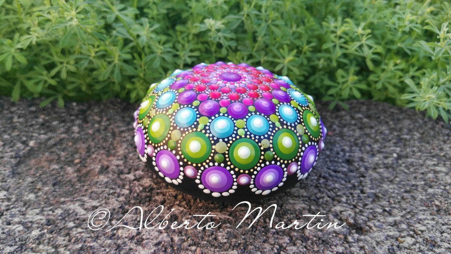 Image of Beautiful new Mandala painted stone.