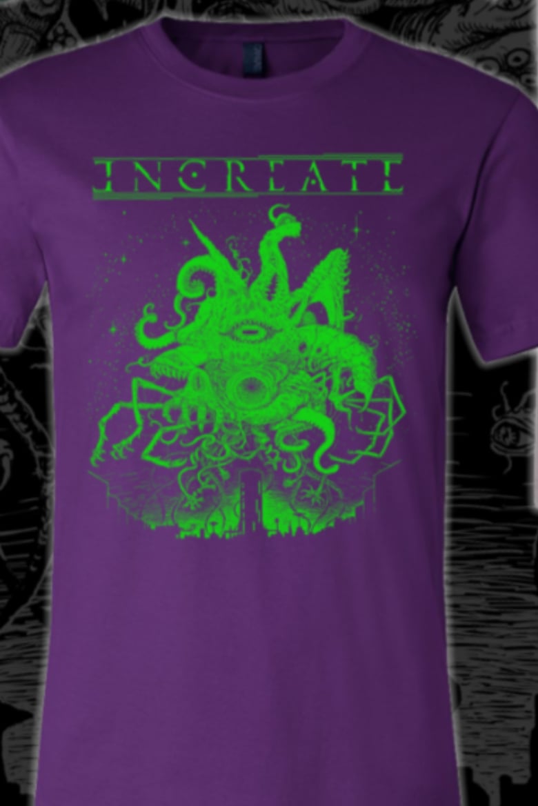 Image of High Def Nyarlathotep Shirt - Green on Purple