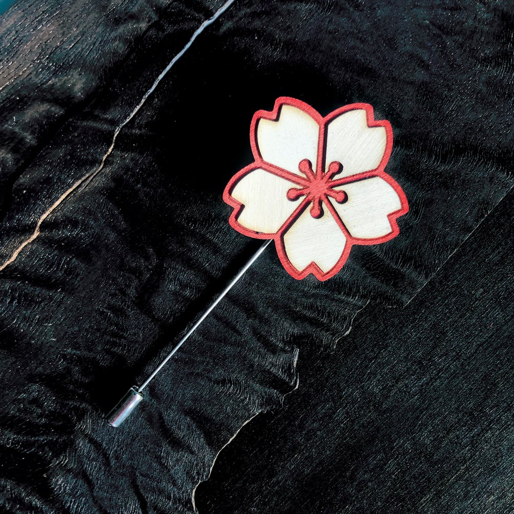 Image of Cherry Blossom Wood Lapel Pin 1