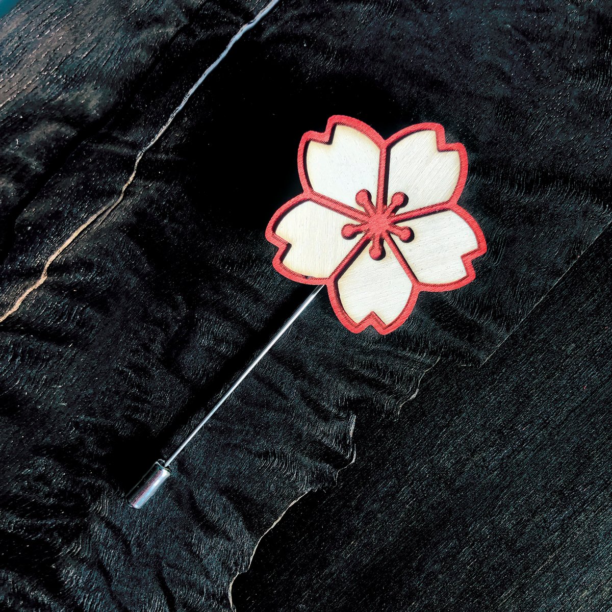Image of Cherry Blossom Wood Lapel Pin 1