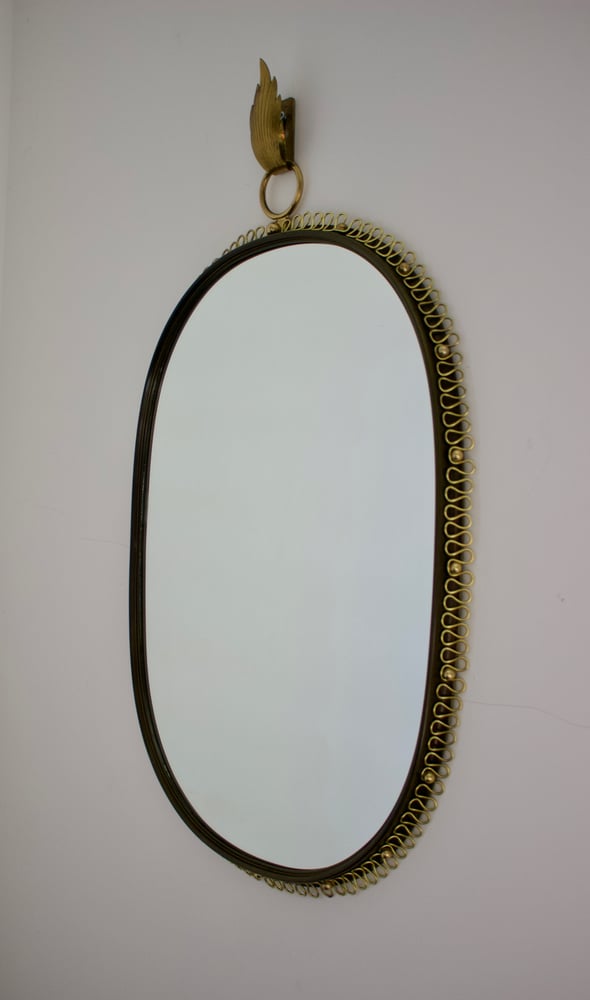 Image of Wall Mirror with Brass Loop Frame (Large Size) by Josef Frank