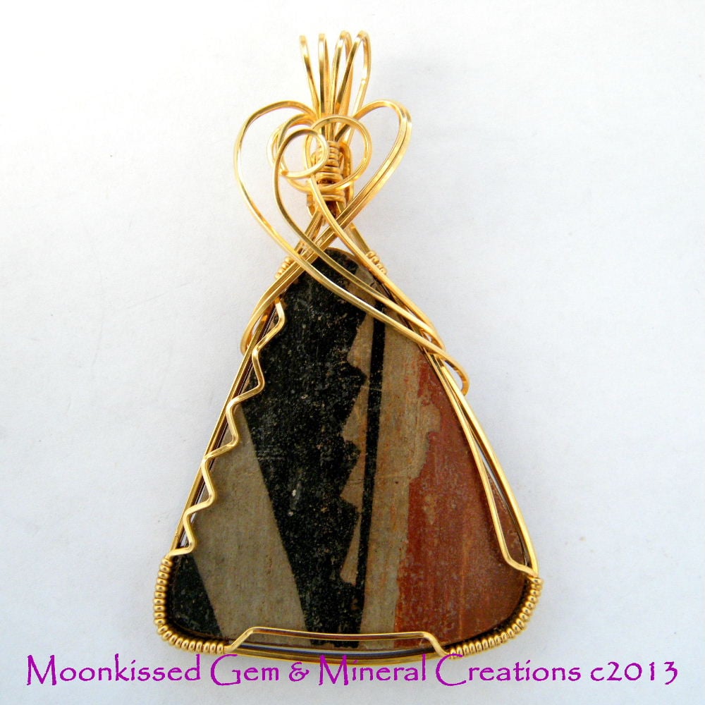 Image of Polychrome Anasazi Pottery Sherd 14 kt Gold Fill Pendant