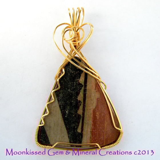 Image of Polychrome Anasazi Pottery Sherd 14 kt Gold Fill Pendant