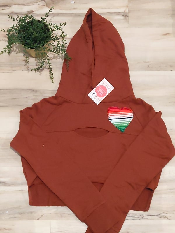 Image of Fall Heart Cropped Hoodie