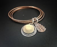 Image 1 of Hand-carved Lake Pebble Triple Bangle 