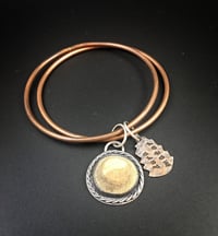 Image 1 of Hand-carved Lake Pebble Double Bangle