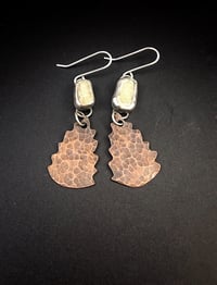 Image 1 of Hand-cut Lake Pebble Dangly Earrings