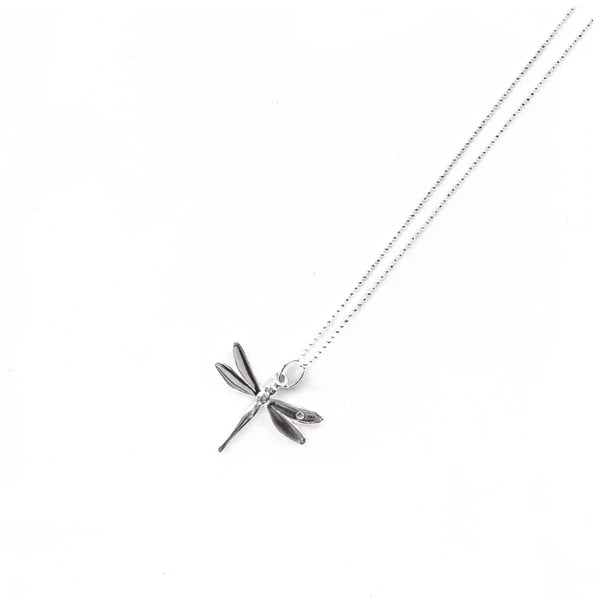 Image of Sterling Silver Dragon Fly Charm Necklace