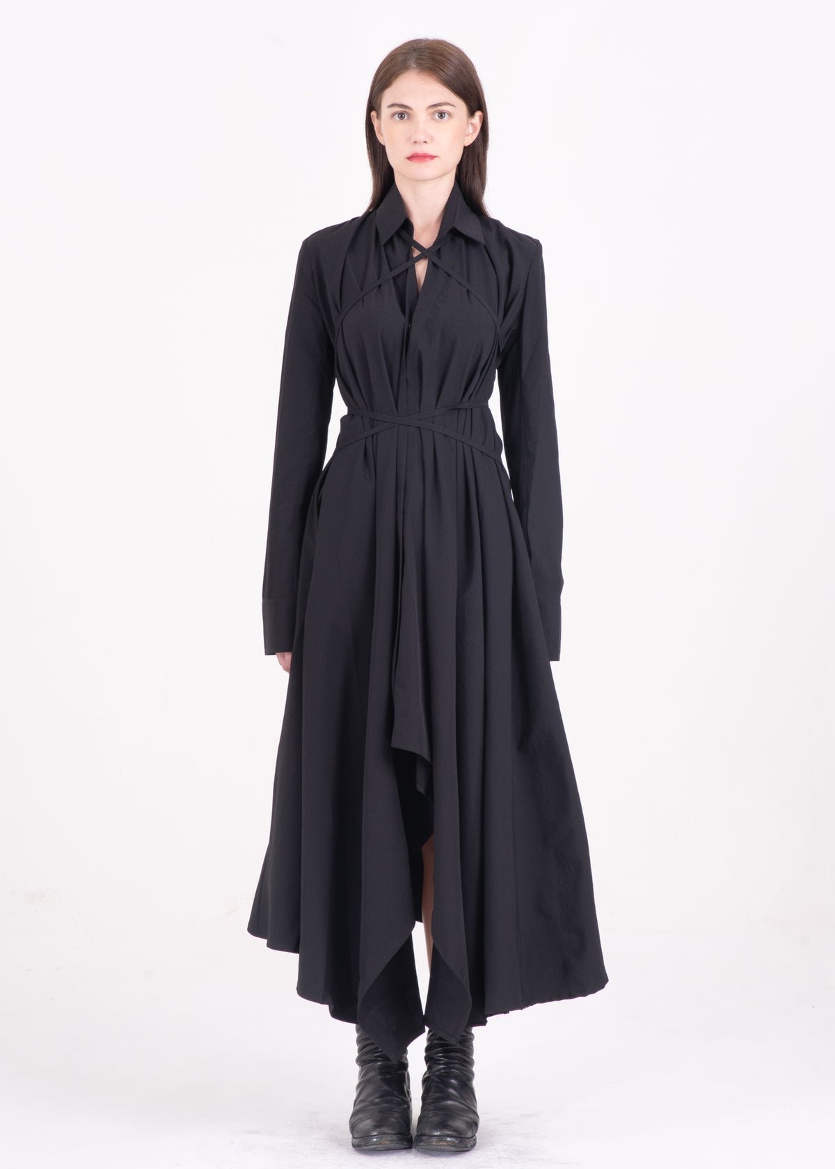 SAMPLE SALE - Multi-Way Asymmetric Lace Up Shirt Dress Black | Shades ...