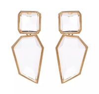 Image 1 of Gold and Crystal Statement Earrings