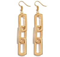 Image 2 of Gold Link Drop Statement Earrings 