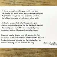 Ballerina Music Box - medium 7x5 - poem postcard 