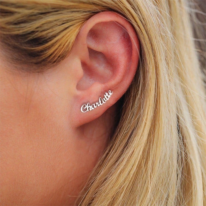 Image of 14K Gold Name Stud Earring