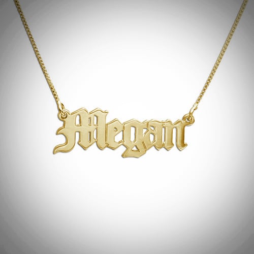 Image of 18k Gold-Plated Silver Name Necklace - Old English