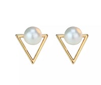 Image 1 of Gold and Pearl Stud Earrings