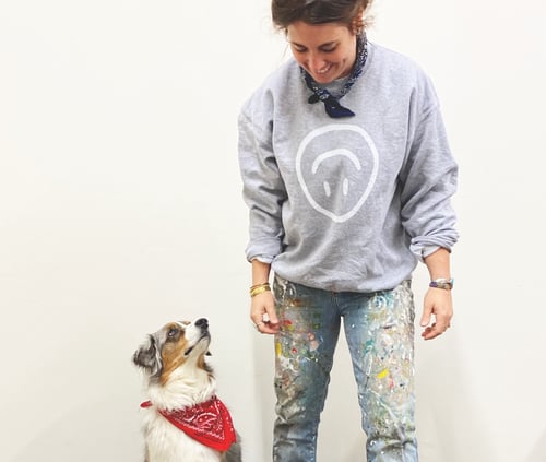 Image of UPSIDE DOWN HAPPY FACE  Sweatshirt in Heather Grey