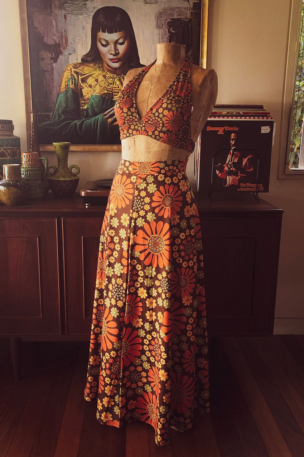 Yesterday lover maxi in Crazy daisy red and green