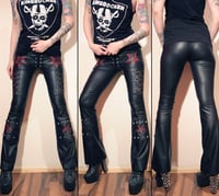 Image 1 of Fauxleather leopard bootcut pants