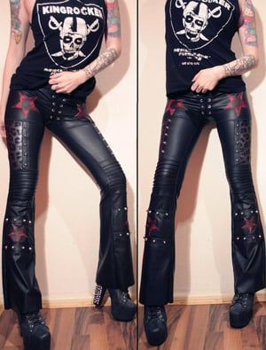 Image of Fauxleather leopard bootcut pants