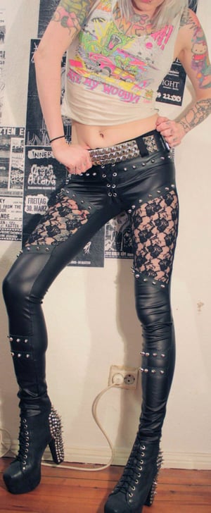 Image of Pants with lace and studs