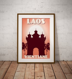 Image of Vintage poster Laos - Vientiane - Patuxai - Fine Art Print