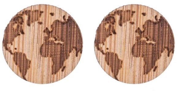 Image of ZEAL GIVES WOODEN WORLD MAP EARRINGS