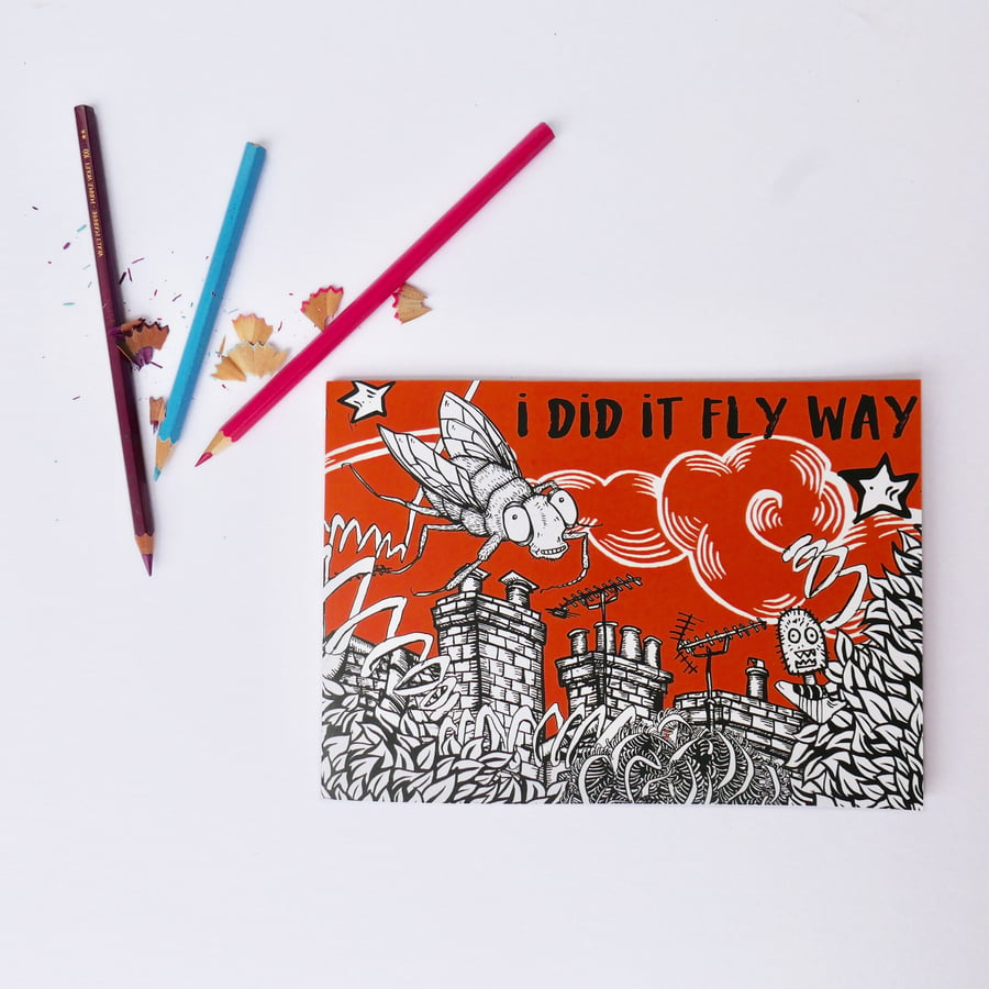 Image of Colouring in Book - 'I did it Fly Way' 