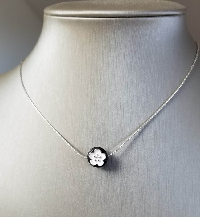 Black + White Flower Necklace