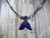 Image 2 of A Mermaids Tail Cobalt Blue and Silver Necklace 20 inches long