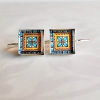 Image 1 of Mexican Talavera Tiles (Small) - Aqua Orange