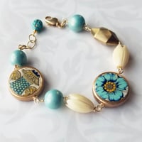 Florentine Bracelet – Blue Flower + Gold Urn Coins