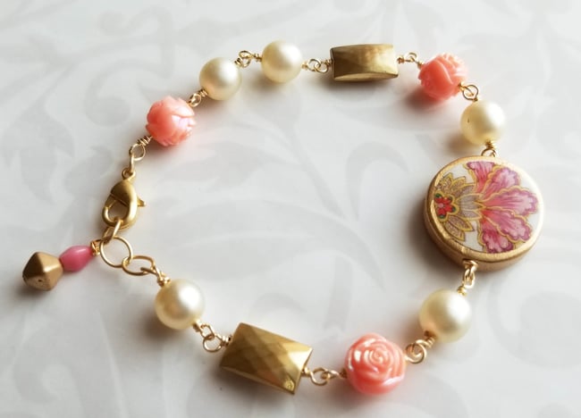 Florentine Bracelet –Pink Flourish Coin