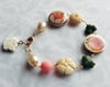 Florentine Bracelet –Pink Peony and Pink Tulip Coin
