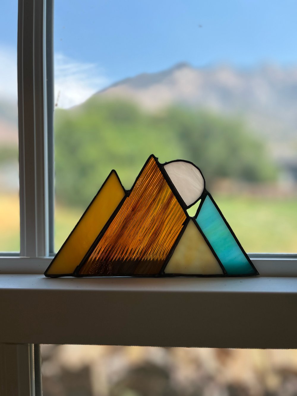 Image of Moon Mountain Range-stained glass