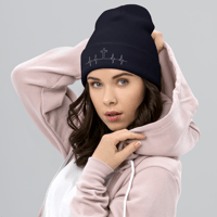 Image 5 of Cuffed Beanie (heart beat cross)