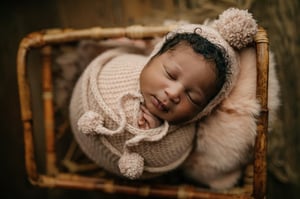 Image of Blush Sweater Bonnet With Removable Pom 