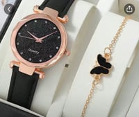 Image 2 of Round Rhinestone Watch With Bracelet 