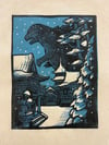 Godzilla In Winter Block Print