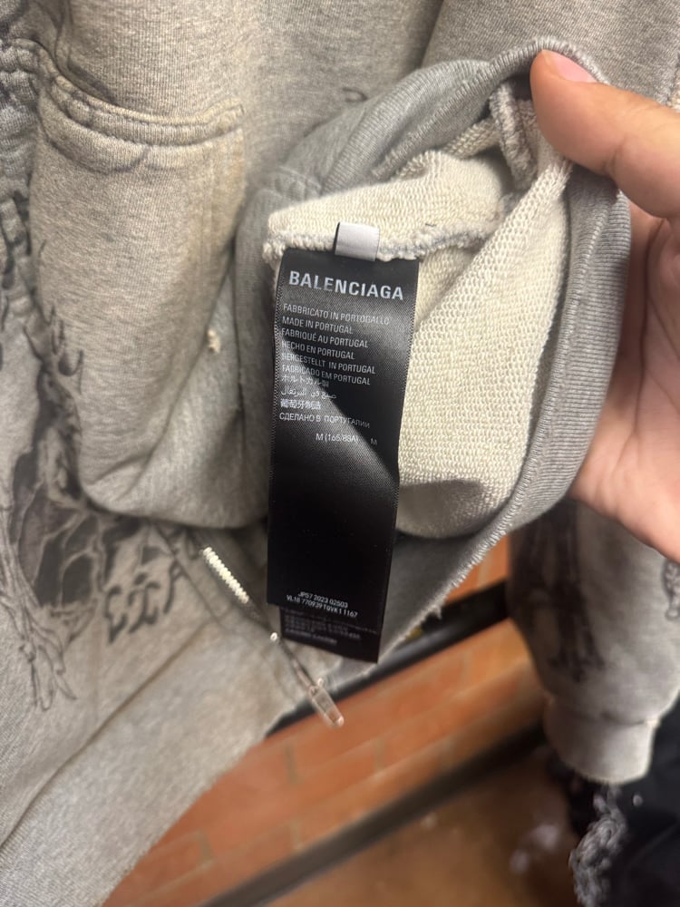 Image of Balenciaga Tattoo 2023 Gray Zip Up