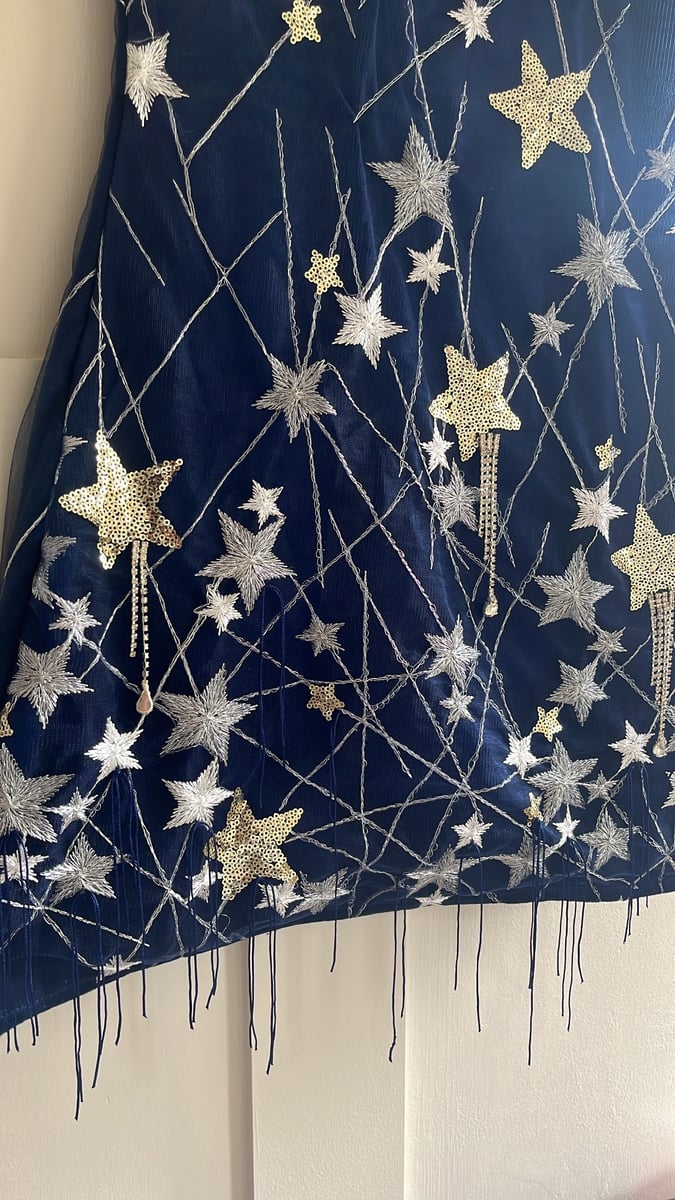 The Starry Night Dress. Star Embellished Tulle Navy Velvet Handmade Dress | ECcentric Clothing The Starry Night Dress. Star Embellished Tulle Navy Velvet Handmade Dress | ECcentric Clothing