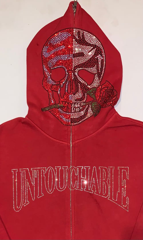 Image of Untouchable Lifestyle Split Skull Full Zip Red Hoodie