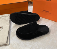 Image 3 of H Suede Slides - Black 