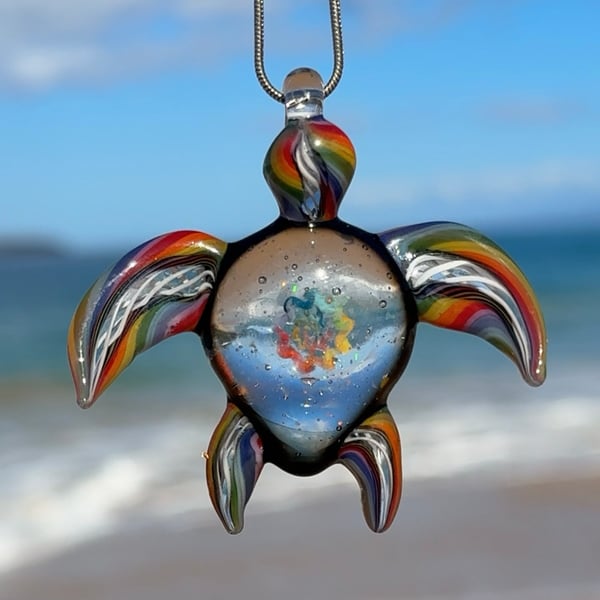 Image of Rainbow line work CrushedOpal Millie Turtle