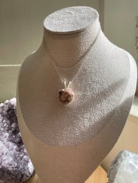 Image 2 of Silver Coral Jade Heart Crystal  Necklace